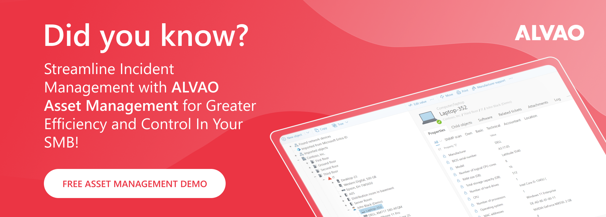 ALVAO demo banner for effective incident management